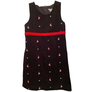 Hartstrings Sz 12 Black Corduroy Skater Snowflake‎  Girl’s Dress Jumper